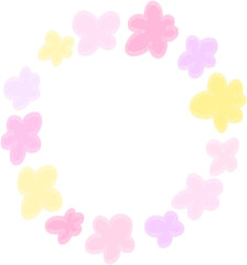 Naklejka premium Hand Drawn Pastel Flower Wreath Frame Colored Pencil Floral Border Illustration