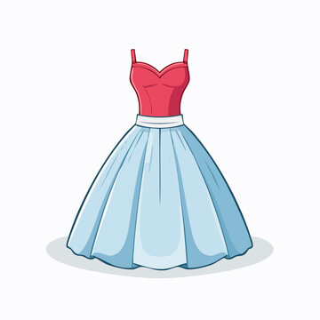 Cartoon illustration of a red and blue dress