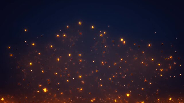 Glowing particle wave background for text with golden spark light effect over dark space creating warm festive atmosphere and dreamy abstract motion design with fire particle wave background glowing