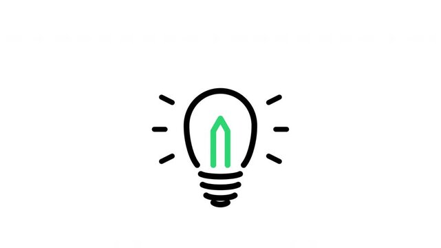 Orange lightbulb illustration glowing on a white background 4k