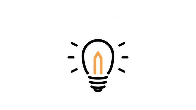Red glowing light bulb icon on white background 4k