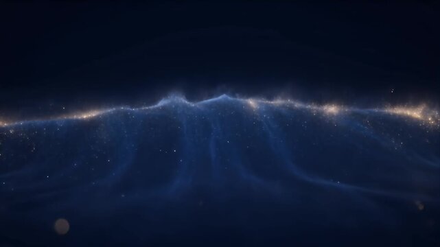 Particle wave background for text mystical blue light flow glitter abstract energy glowing dust cosmic fantasy dark space shimmer minimal design elegant backdrop atmosphere