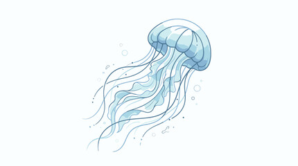 Blue jellyfish swimming in water. © zulvida