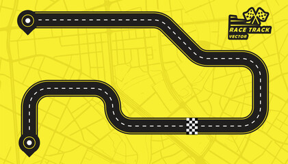 Fototapeta premium Road track or Race track isolated on yellow background.