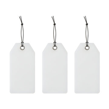 Three hanging blank tags with string loops