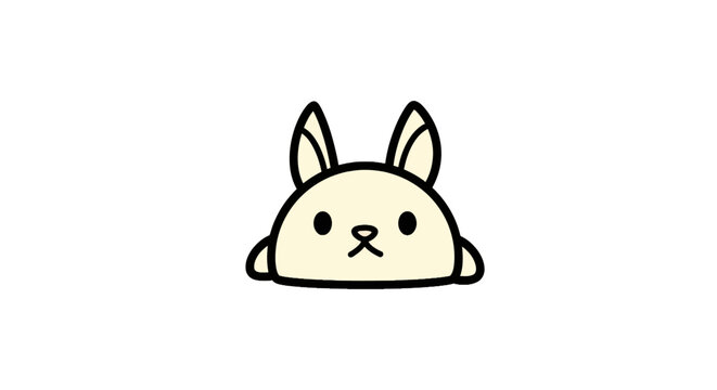 Minimalist cute rabbit face with long ears