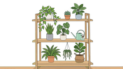 Variety of Potted House Plants Displayed. © yeandita