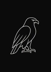 Naklejka premium Minimalist hawk line art illustration.