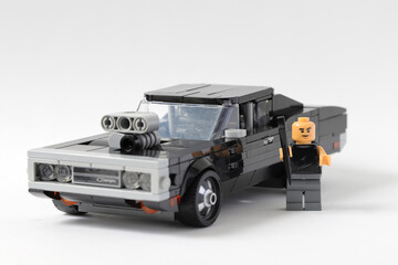Fototapeta premium Lego Dodge Charger with Dominic Toretto minifigure