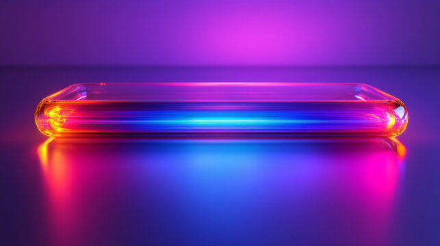 A transparent glass tube that emits light
