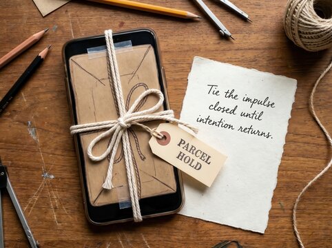 Smartphone parcel for Digital Detox, holding intention