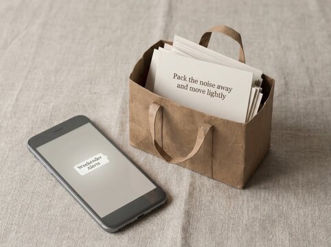 Phone and Bag of Notes for Digital Detox