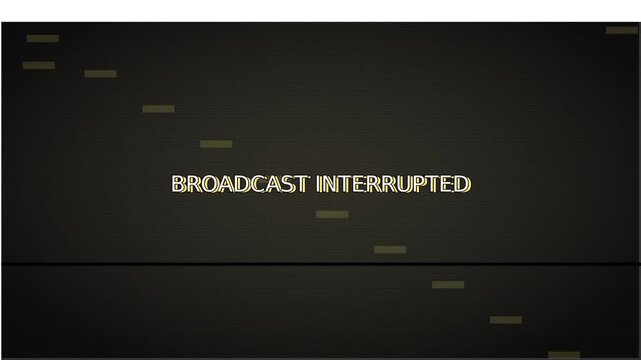 Digital broadcast interrupted signal with glitch distortion effects. Broadcast Interrupted Static Transmission Breakdown.