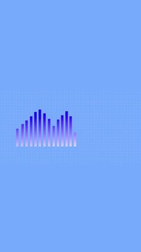 Dynamic animated equalizer graph footage with bars fluctuating to show audio levels over time on a grid background creating a modern technological feel.