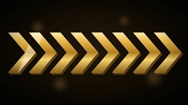 Cinematic Macro 3D Metallic Gold Arrows Sliding and Locking Loop