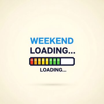 Weekend loading progress bar on white background.