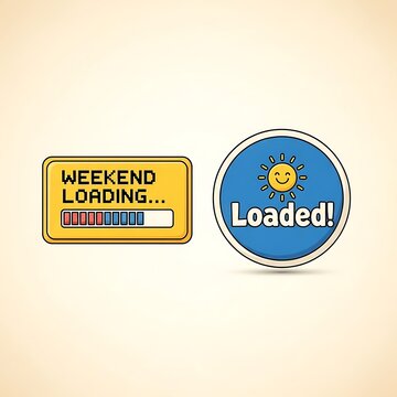 Weekend loading progress bar with loaded status.