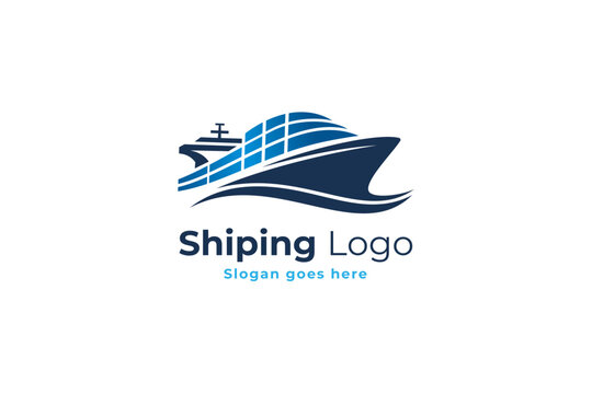 Sea cargo logo design template vector