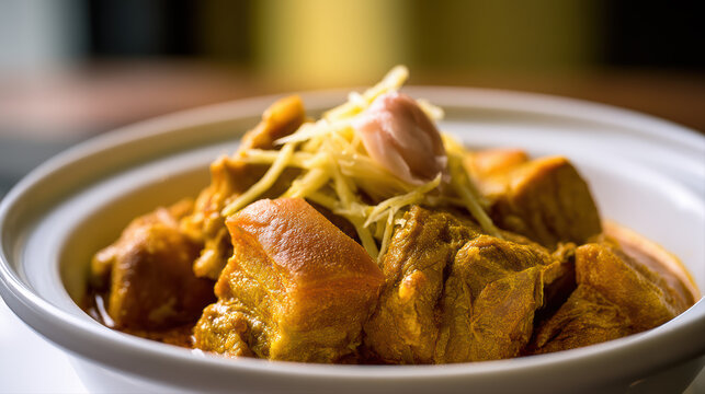transparent food photography of thai northern pork curry