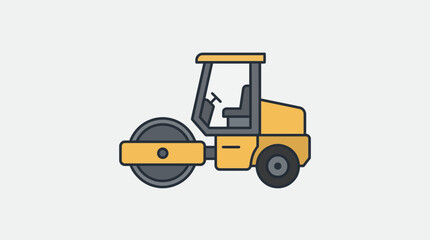 Fototapeta premium Yellow road roller vehicle vector icon for asphalt compaction