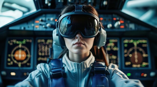 Pilot training action flight simulator cockpit digital environment user perspective aviation skills development