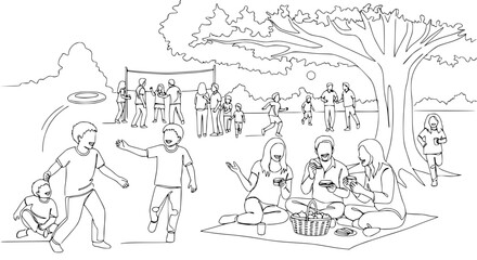 Obraz premium Outdoor Family Picnic and Recreation in Park