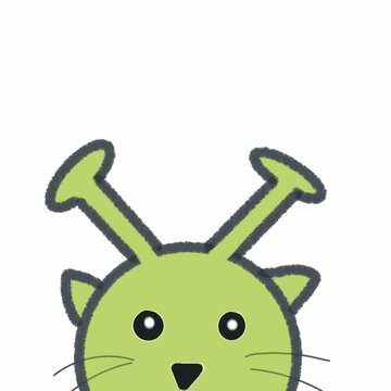Cute Green Alien Cat Character Peeking 