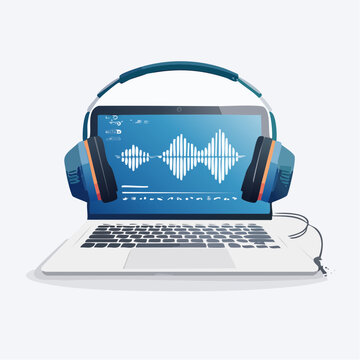 音波を表示するノートパソコン デジタル音楽制作と音声編集のコンセプト