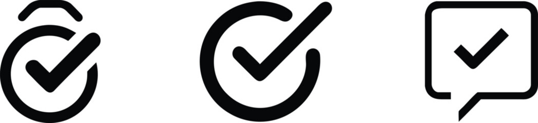 Done buttons icon, checkmark approval confirmation vector illustration set © MdJoynal