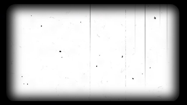 Vintage old retro 8mm or 16mm film frame border with scratches dust and noise animated on transparent background