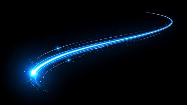 Blue glowing abstract light streak motion.