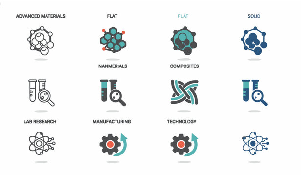 Material Science and Engineering Icons Vector Set