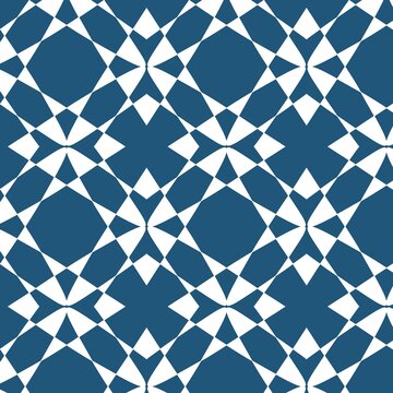 Blue Geometric Seamless Pattern with Abstract Decorative Tile Design