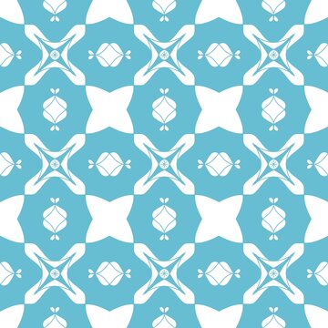 Blue Moroccan Inspired Geometric Seamless Pattern