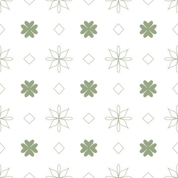 Minimal Green Botanical Seamless Floral Pattern