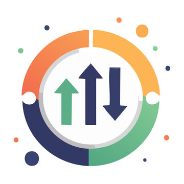 Growth and decline arrows chart with colorful segments