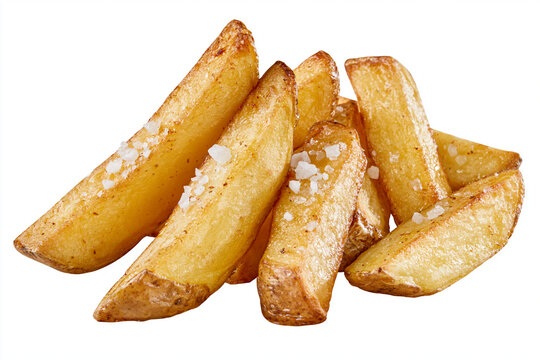 Rustic Hand Cut Fries Isolated on White Background