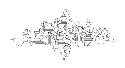 Chess Strategy and Artificial Intelligence Concept © Cici