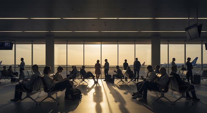People Waiting AT Airport Gate.