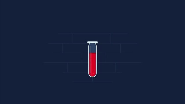 Science Laboratory Test Tube with Bubbling Red Liquid Minimalist Flat Design Animation Scientific Research Education Graphic and Medical Presentation Asset