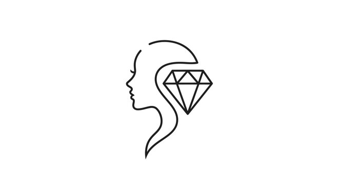 Woman Head Diamond Mind Concept.