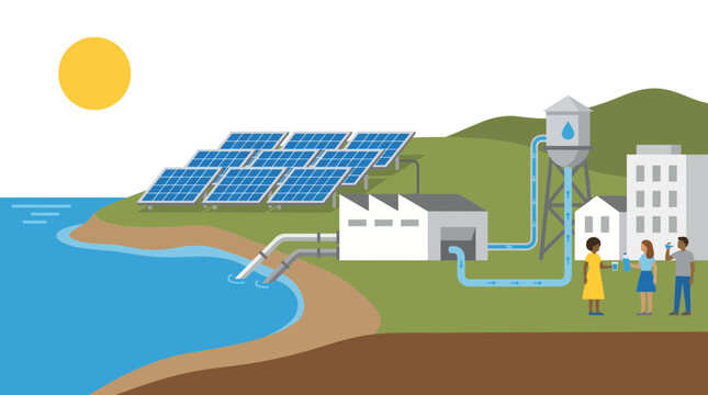 Solar-Powered Desalination Plant Providing Fresh Drinking Water