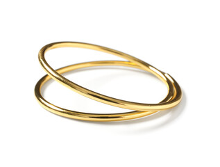Naklejka premium Elegant gold ring with intertwined bands, luxury jewelry accessory, fashion and style, isolated on white background