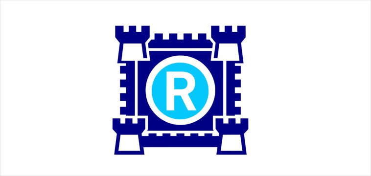 Registered trademark line icon. Brand security symbol