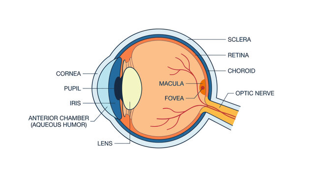 Human Eye Anatomy Diagram - Medical Illustration of Ocular Structures