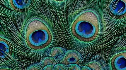 Fototapeta premium Peacock feathers colorful eye pattern.