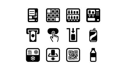 Fototapeta premium Set of Vending Machine Icons for Retail and Automated Services.
