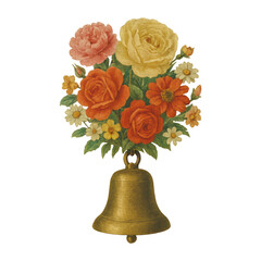 Obraz premium PNG Vintage floral bell illustration