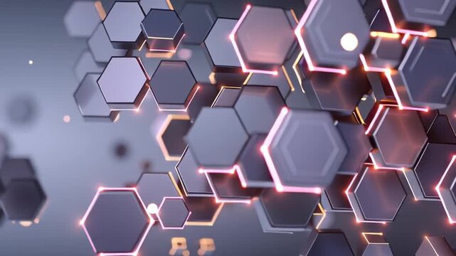 AI Workflow Architecture Interconnected Hexagon Network Abstract Technology Background Loop