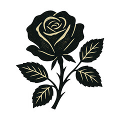 Obraz premium PNG Vintage rose silhouette illustration.